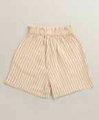 Baby Girls Honey Stripe Organic Cotton Co-ord Set with a Hat - Beige