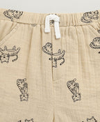 Tiger Print Cotton Co-ord Set - Beige