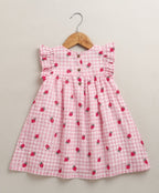 Strawberry Picnic Organic Cotton Baby Dress – Pink