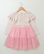 Mix Media A line Dress - Pink