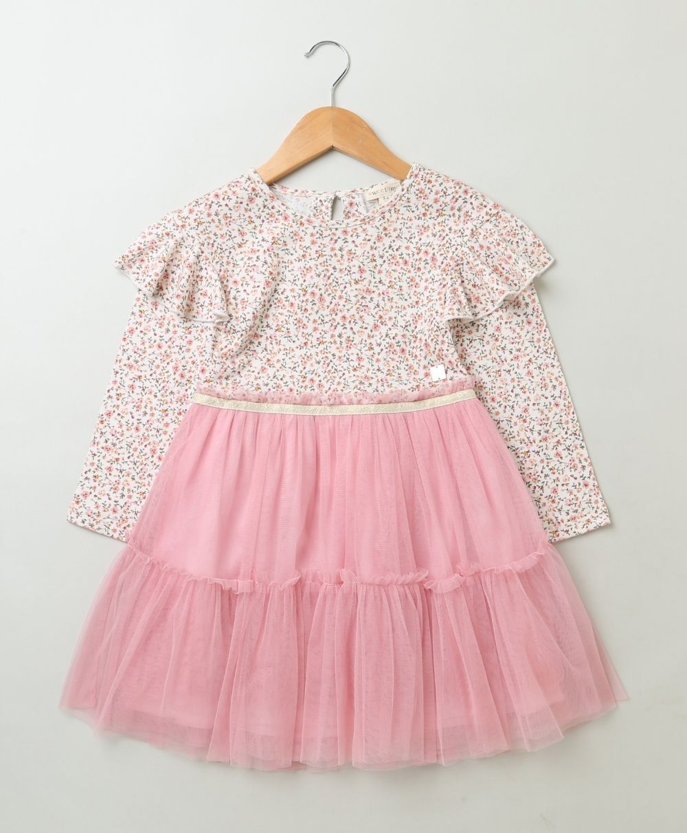 Mix Media A line Dress - Pink