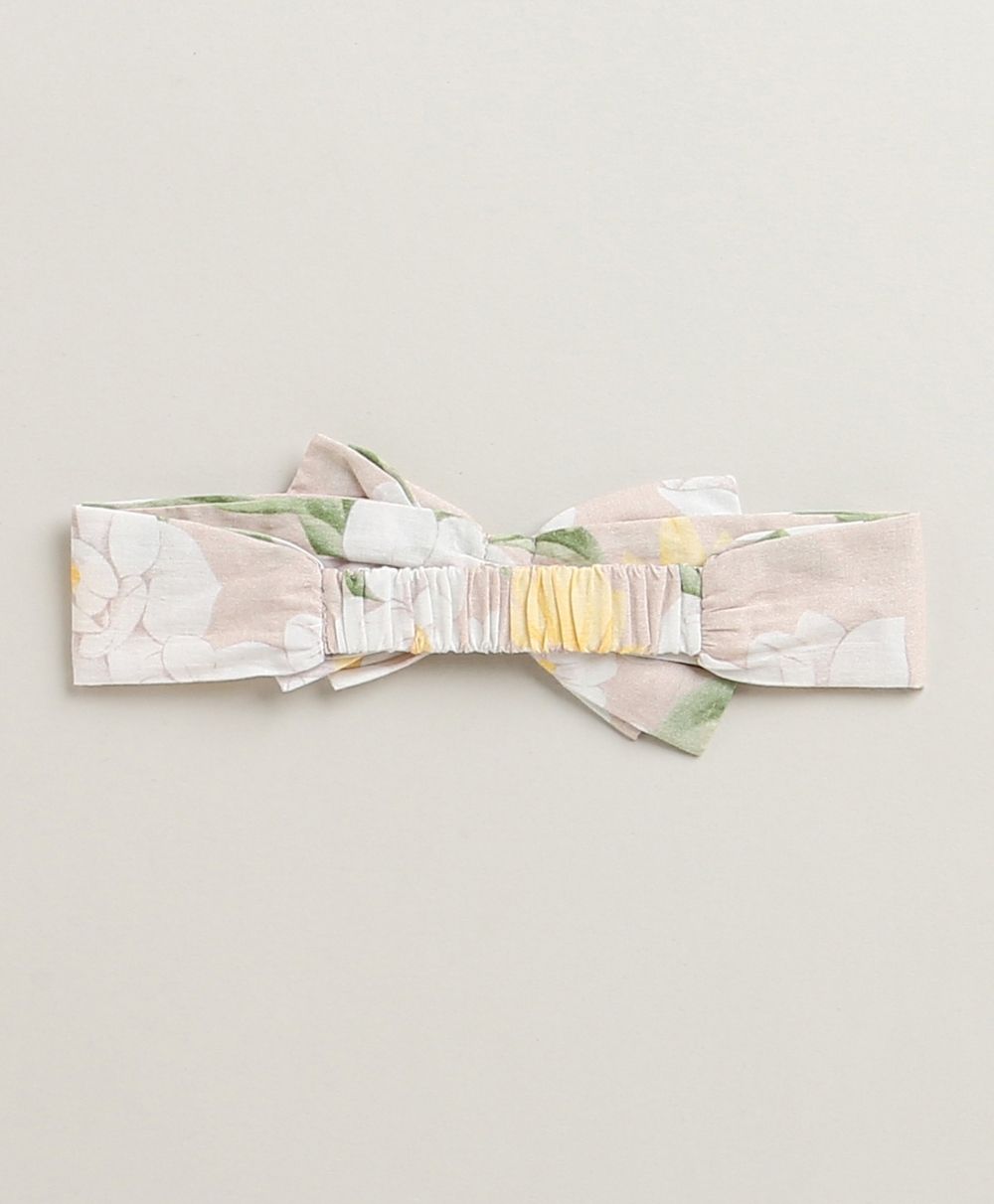 Baby Girls' Blush Bouquet Bubble Cotton Romper with a matching Bow Hairband - Beige