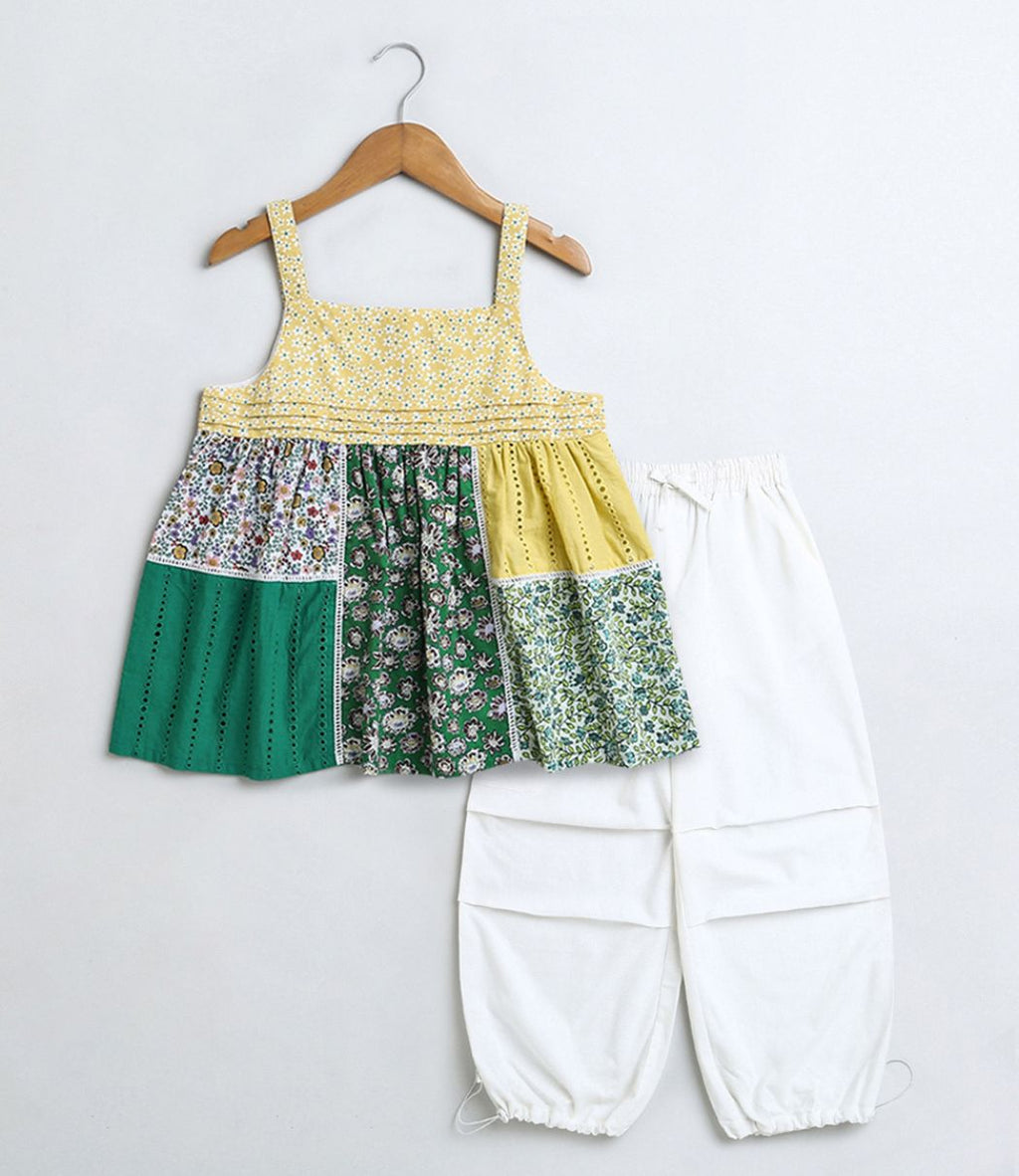 Floral Fusion Cargo Chic Set - Yellow & Green