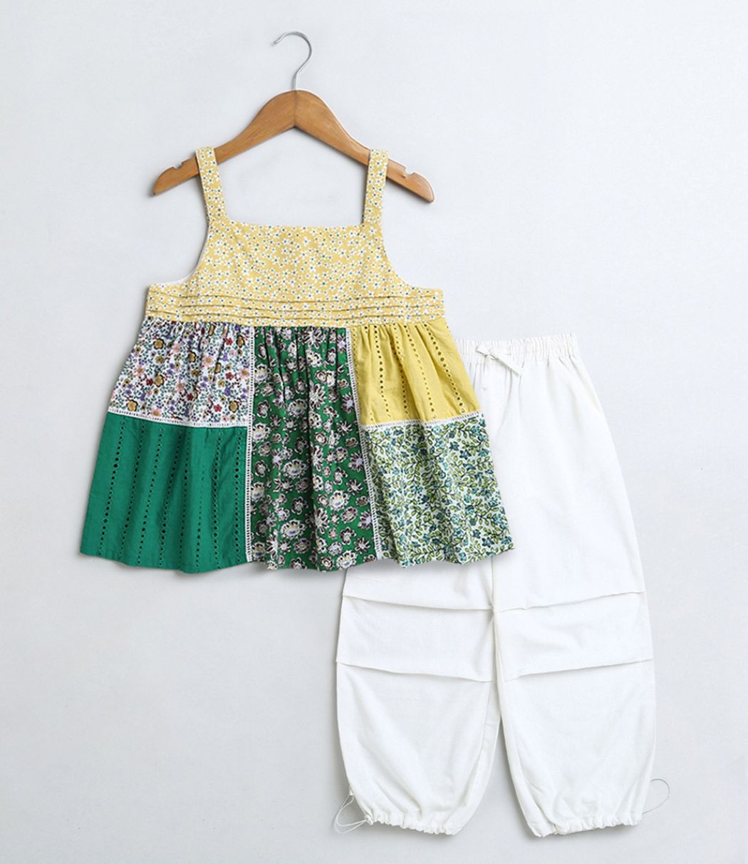 Floral Fusion Cargo Chic Set - Yellow & Green