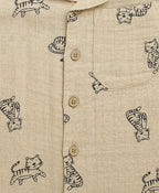 Tiger Print Cotton Co-ord Set - Beige