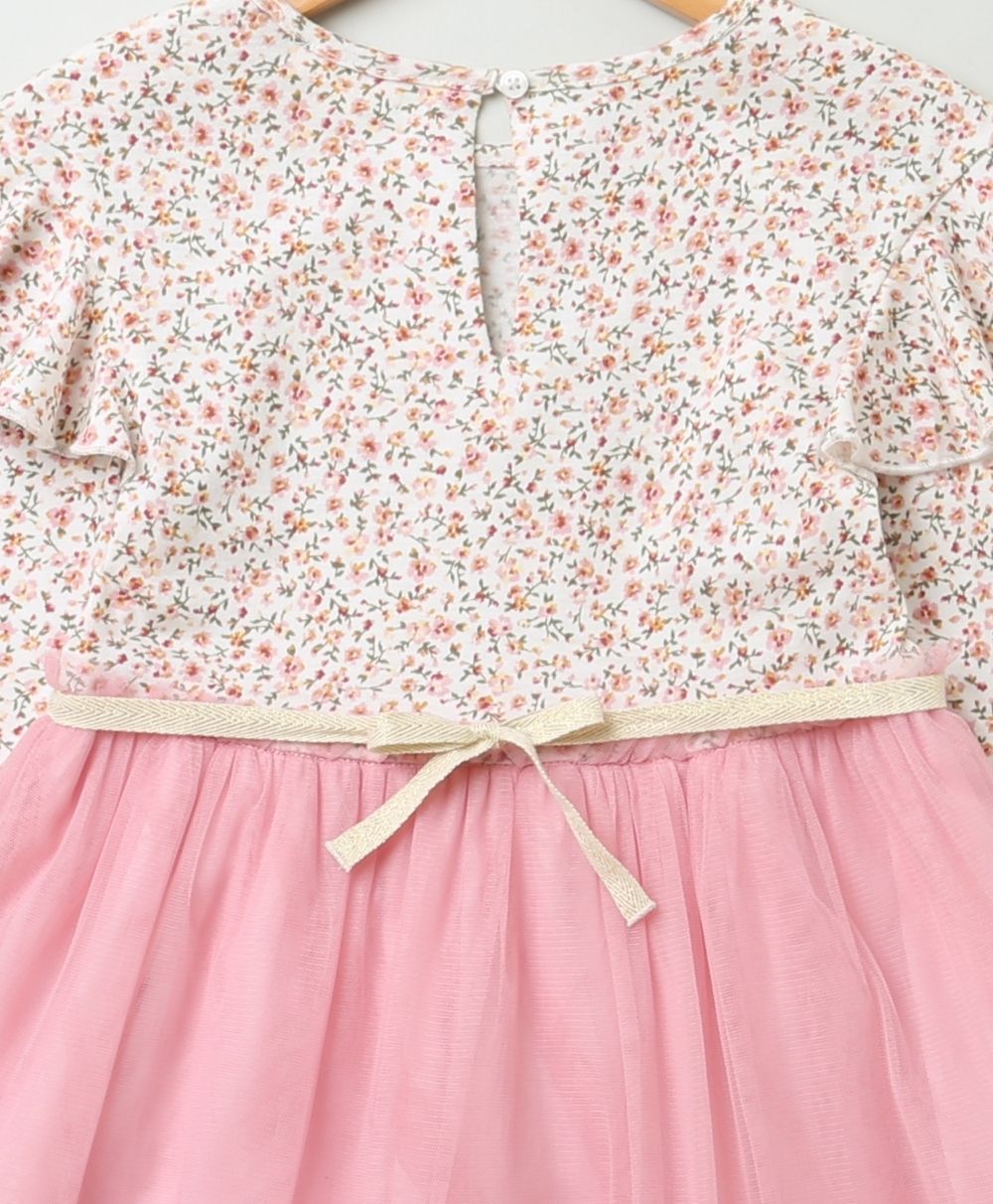 Mix Media A line Dress - Pink