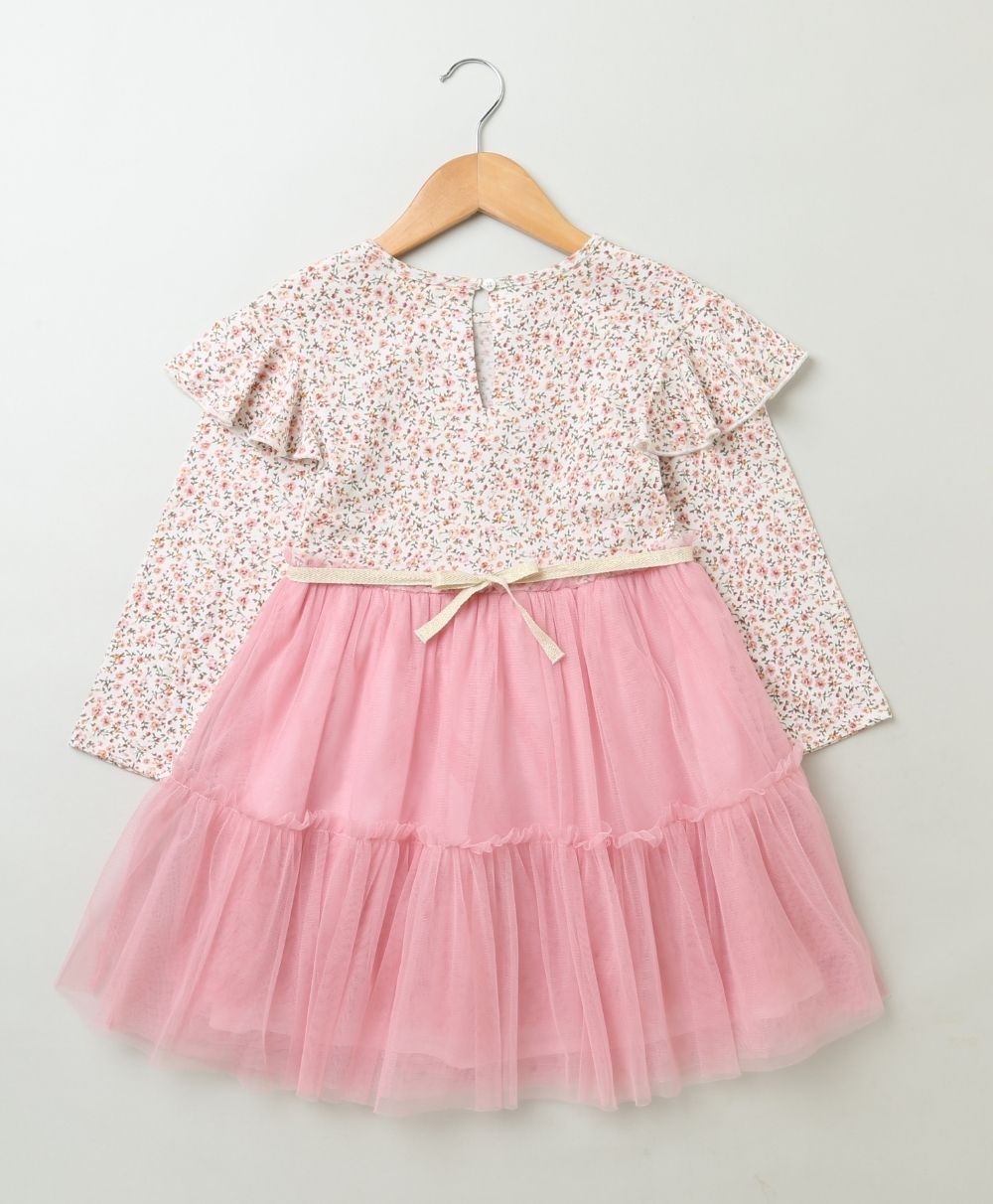Mix Media A line Dress - Pink