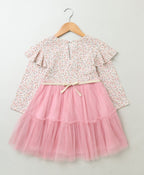Mix Media A line Dress - Pink