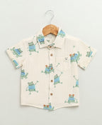 Frog Print Cotton Co-ord  Set - Off-White
