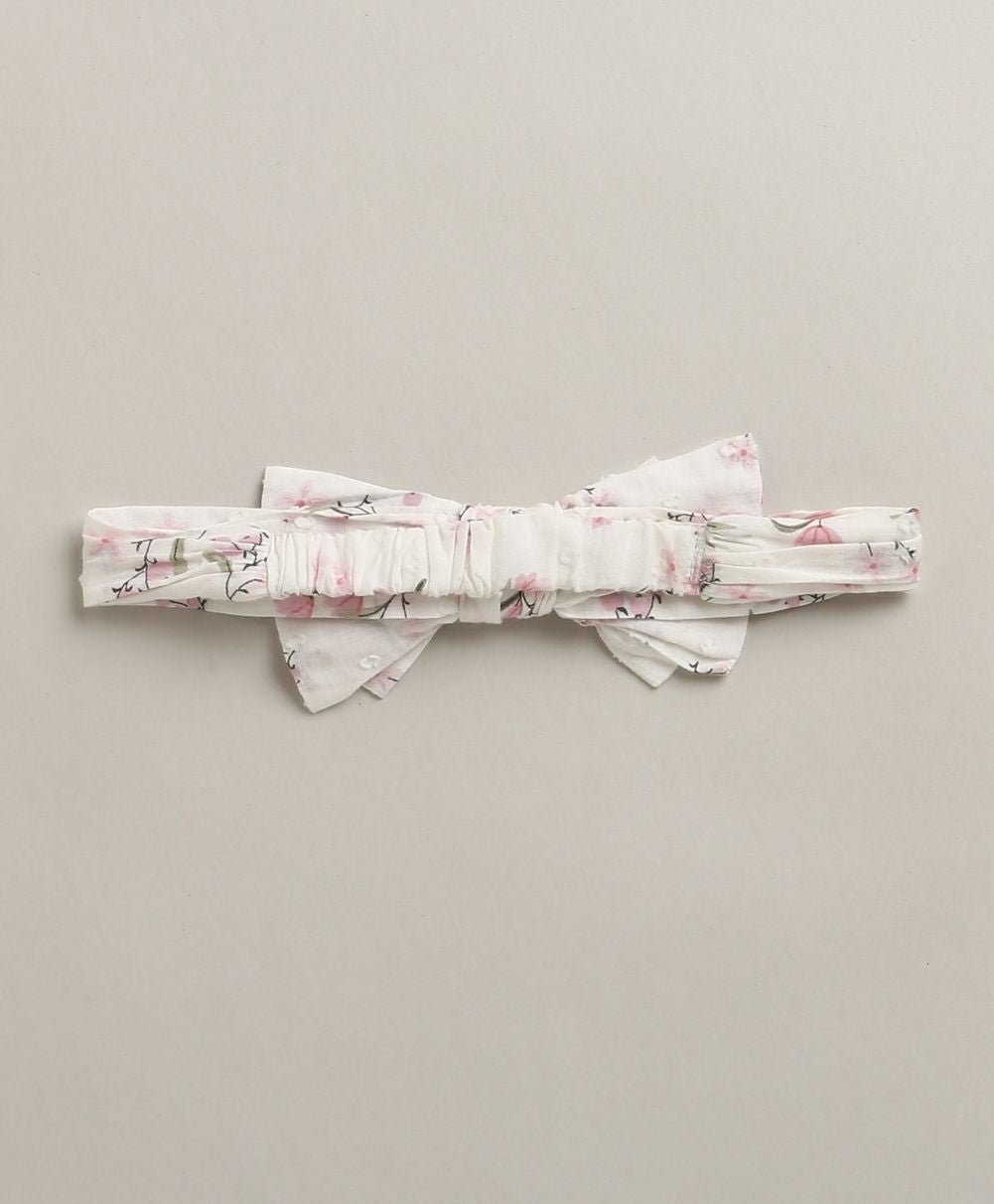 Blossom Breeze Organic Cotton Baby Dress with Hairband – White
