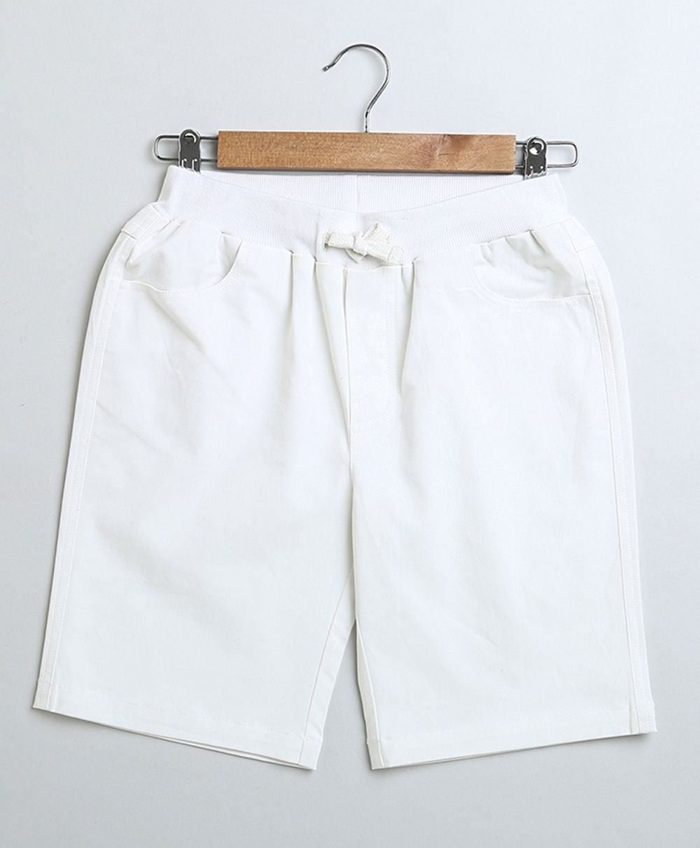 Cotton Twill Shorts with an elasticated waistband - White