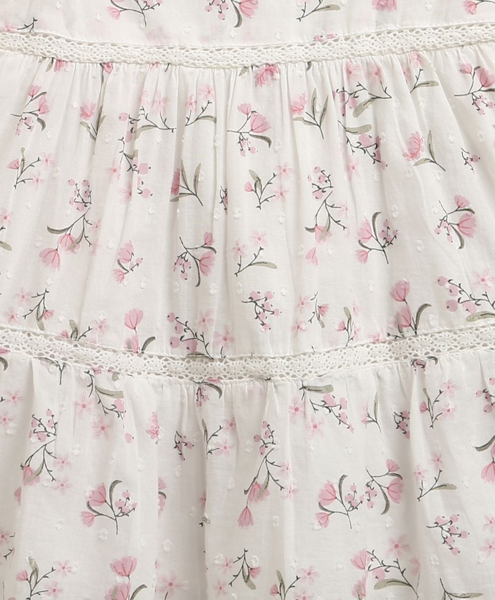 Blossom Breeze Organic Cotton Baby Dress with Hairband – White