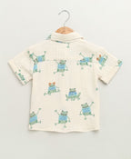 Frog Print Cotton Co-ord  Set - Off-White