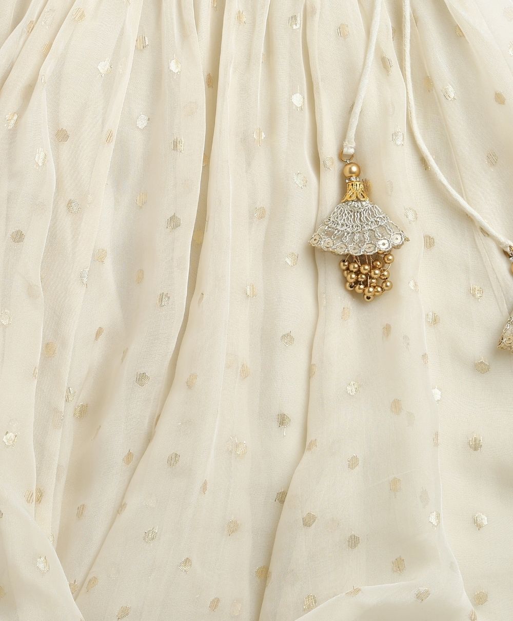 The Golden Dots Gharara Set - Golden & White