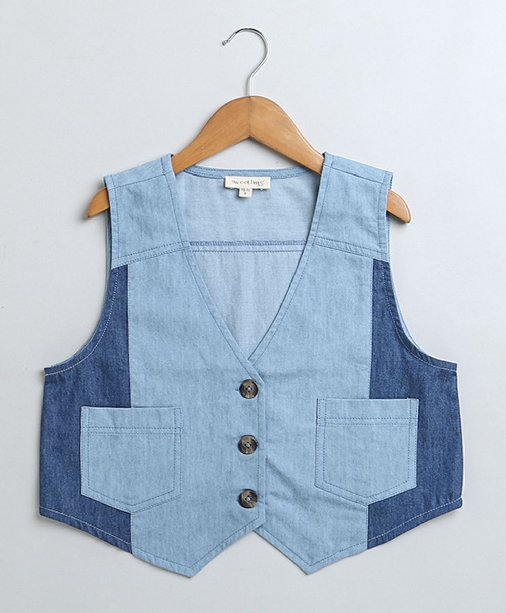 Denim Waistcoat & Skirt Co-ord Set- Blue