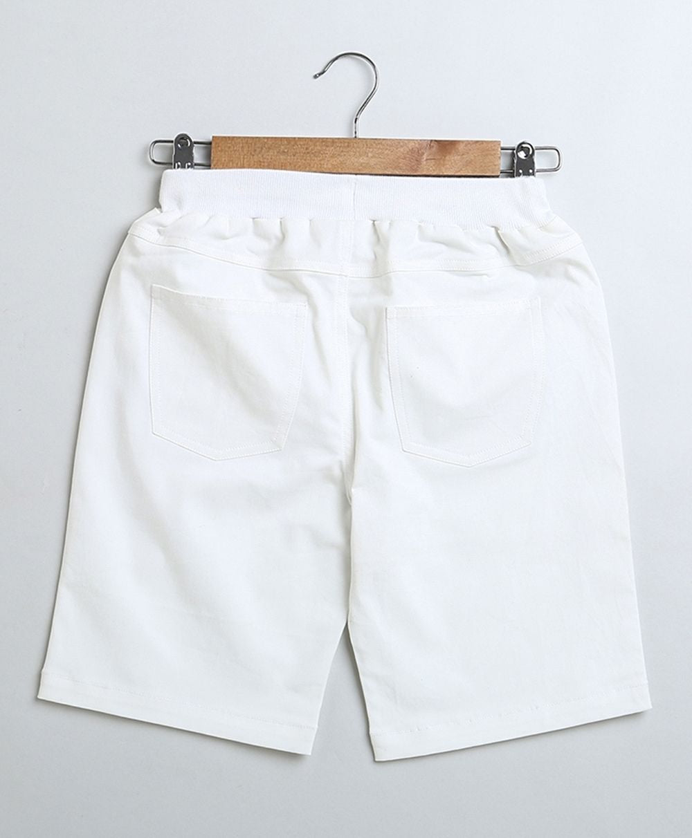 Cotton Twill Shorts with an elasticated waistband - White