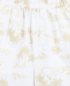 Palm Tree Printed Cotton Linen Co-ord Set - White