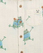 Frog Print Cotton Co-ord  Set - Off-White