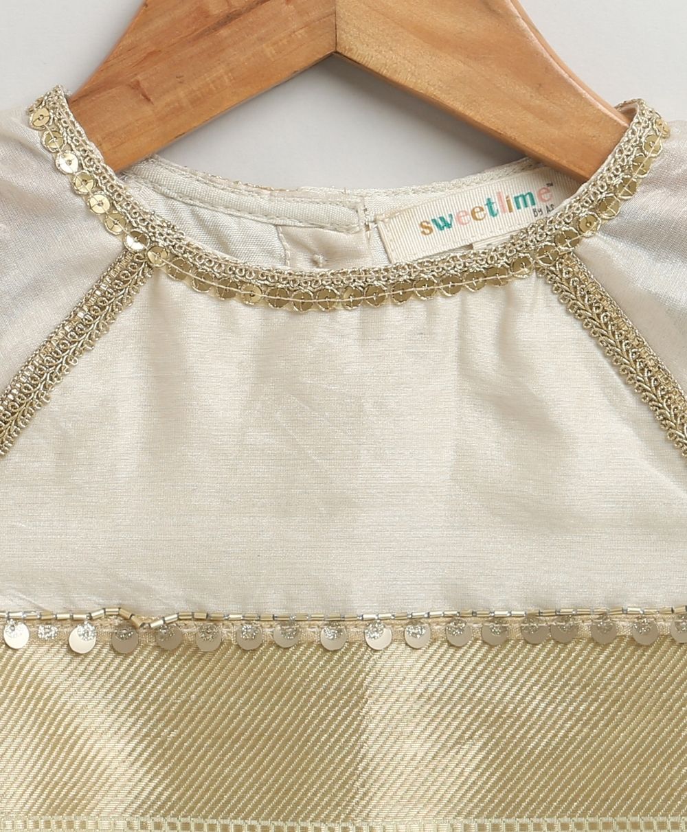 The Golden Dots Gharara Set - Golden & White