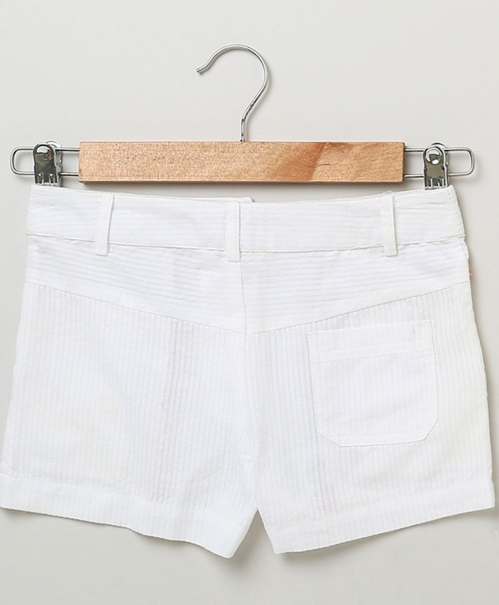 Multicoloured Embroidery Shorts - White
