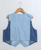 Denim Waistcoat & Skirt Co-ord Set- Blue