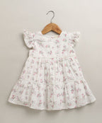 Blossom Breeze Organic Cotton Baby Dress with Hairband – White