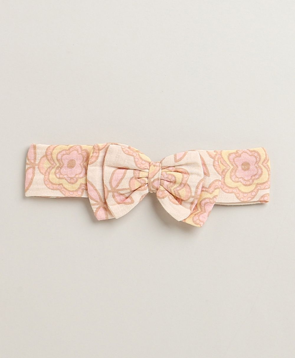 Groovy Bloom Smocked Cotton Romper & Hairband Co-ord Set - Beige