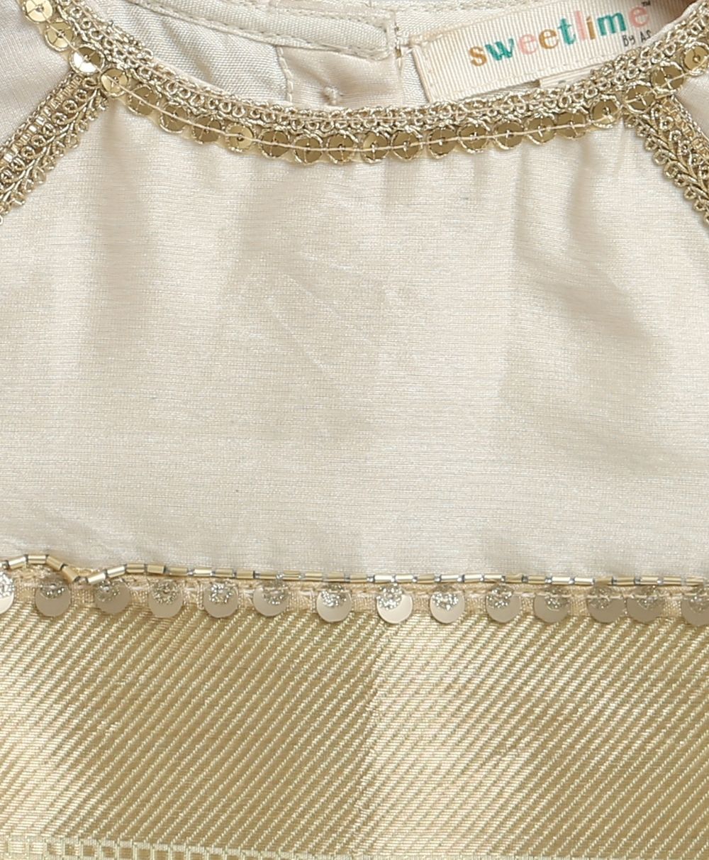 The Golden Dots Gharara Set - Golden & White