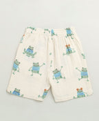 Frog Print Cotton Co-ord  Set - Off-White