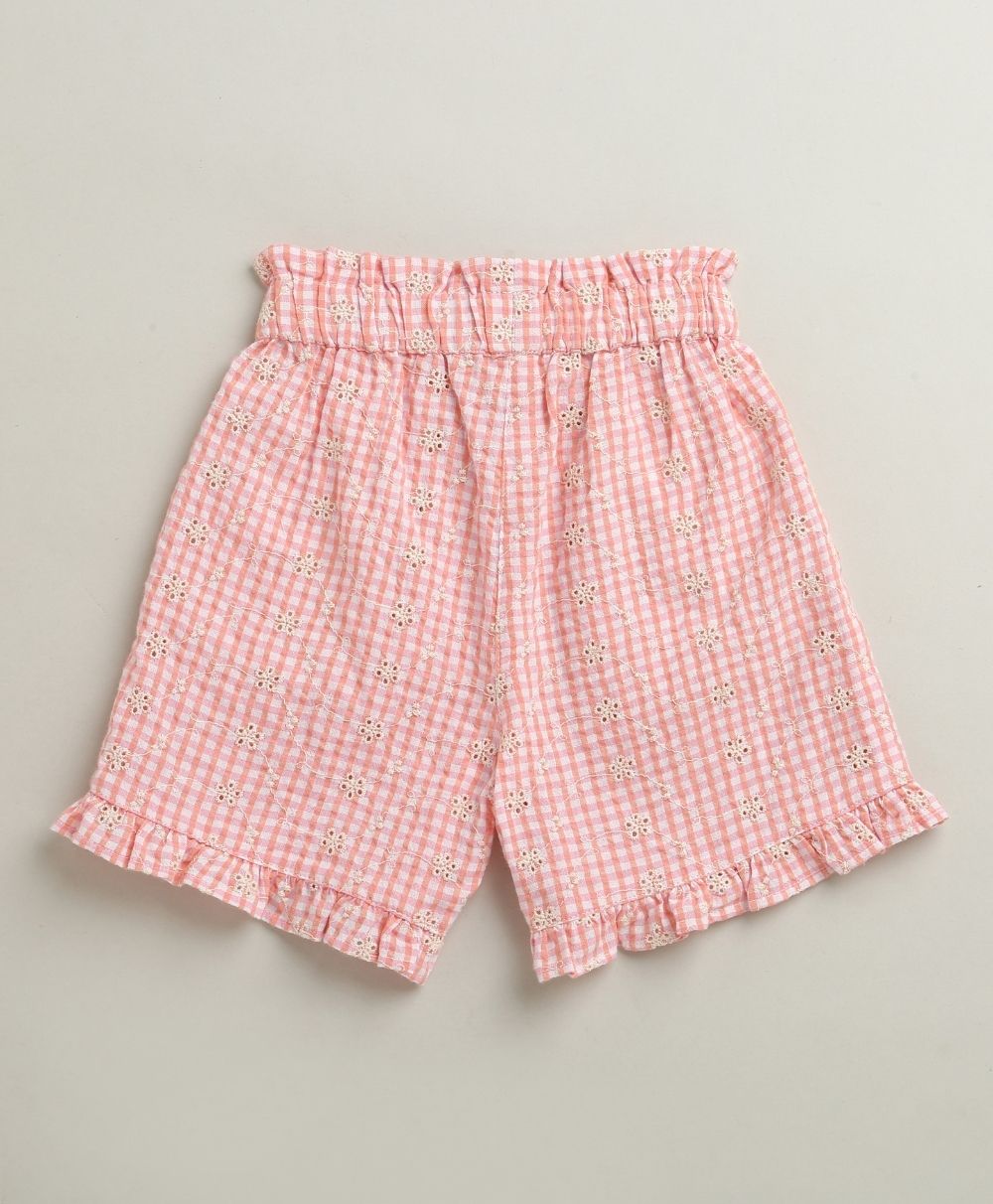 Baby Girls Gingham Daisy Organic Cotton Co-ord Set with a Hat - Soft Pink