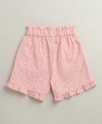 Baby Girls Gingham Daisy Organic Cotton Co-ord Set with a Hat - Soft Pink
