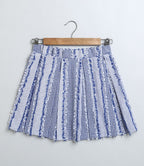 Stylish Poplin Shirt & Cotton Jacquard Skirt Co-ord Set - White & Blue
