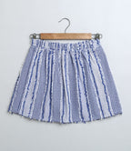 Stylish Poplin Shirt & Cotton Jacquard Skirt Co-ord Set - White & Blue