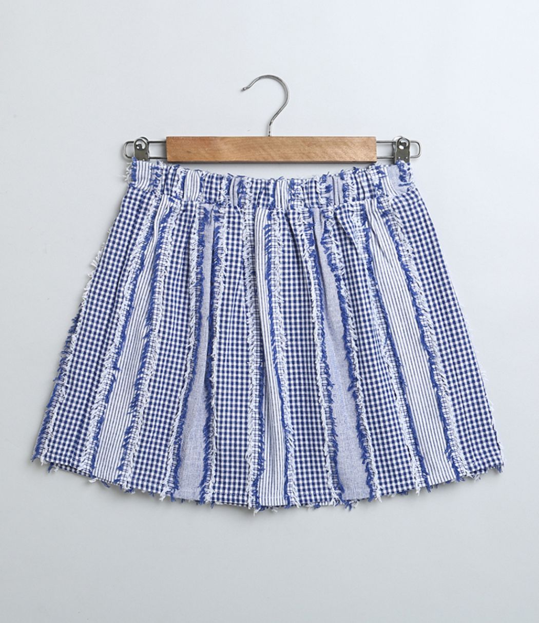 Stylish Poplin Shirt & Cotton Jacquard Skirt Co-ord Set - White & Blue