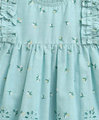 Baby Girls' Bluebell Fairy Organic Cotton Ruffle Dress, Hat and Bloomer Set -Sea Green