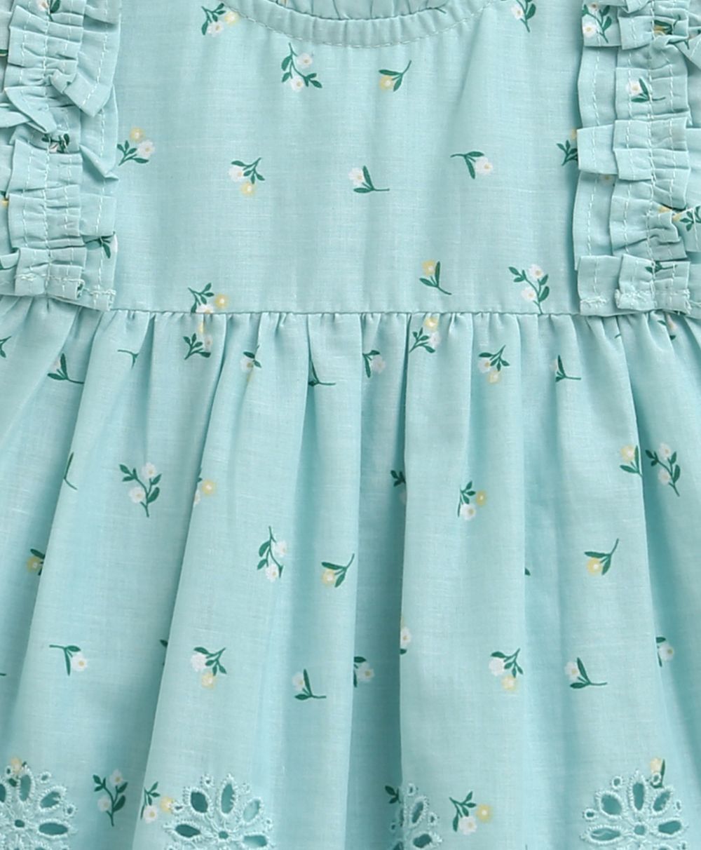 Baby Girls' Bluebell Fairy Organic Cotton Ruffle Dress, Hat and Bloomer Set -Sea Green