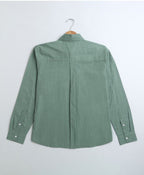 Full Sleeves Cotton Slub Shirt - Olive