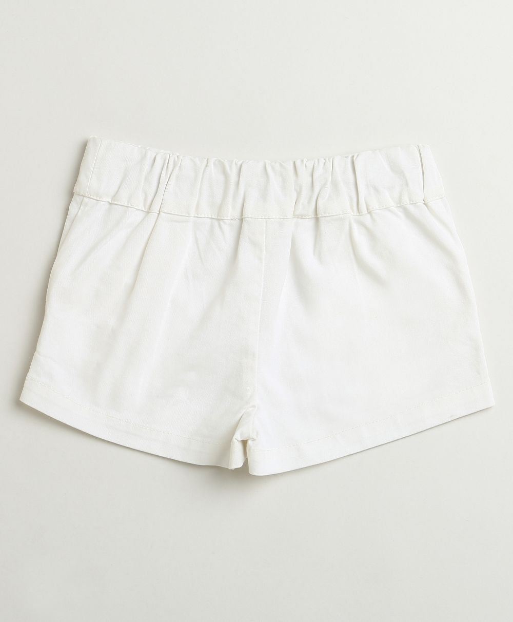 Lucky Heart T-shirt & Bow-Tie Cotton Twill Shorts Co-ord Set - Blue & White