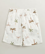 Tropical Vibes Cotton Slub Co-ord Set - White