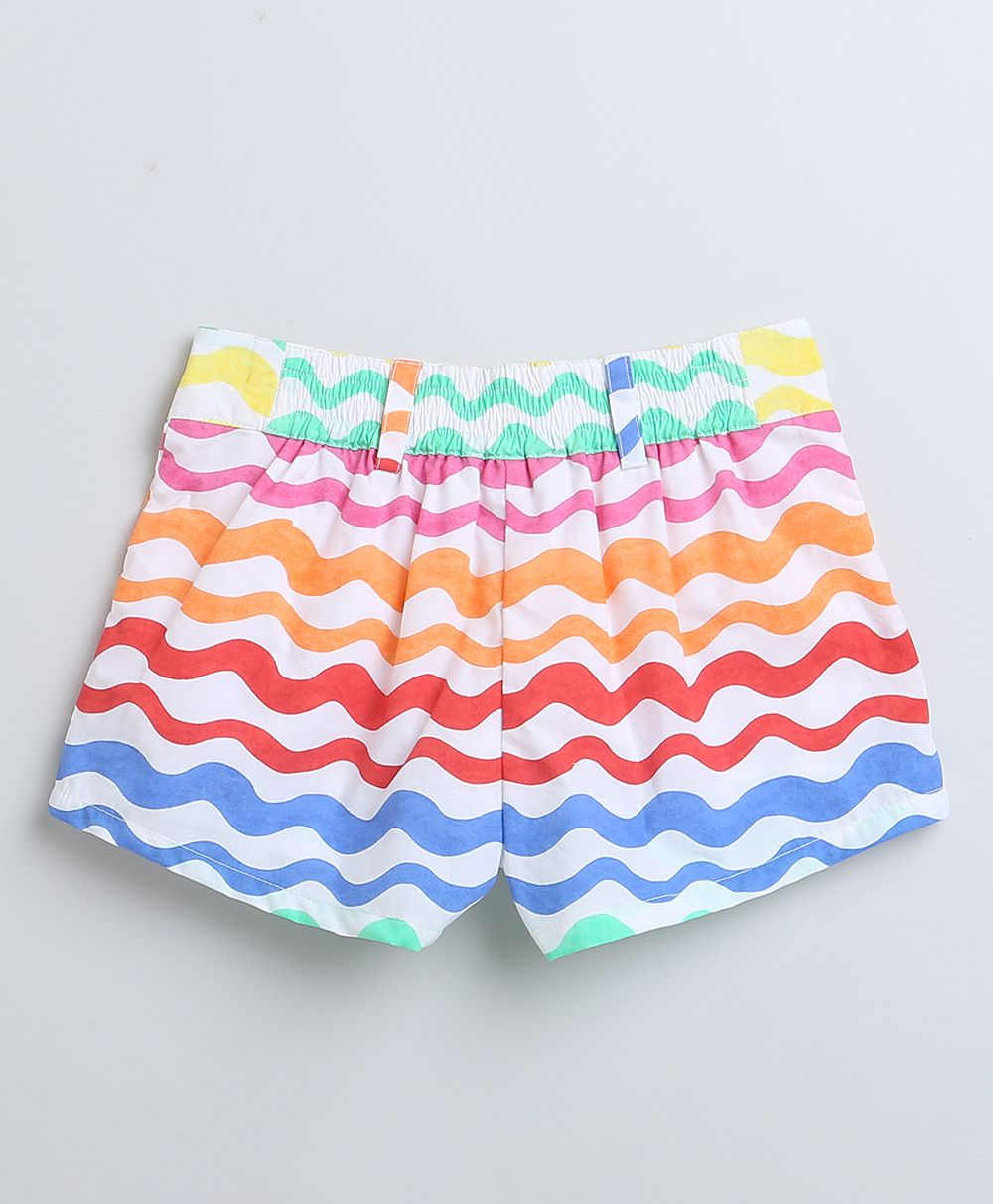 Sleeveless Cotton Top & Shorts Co-ord Set - Green & Multicoloured