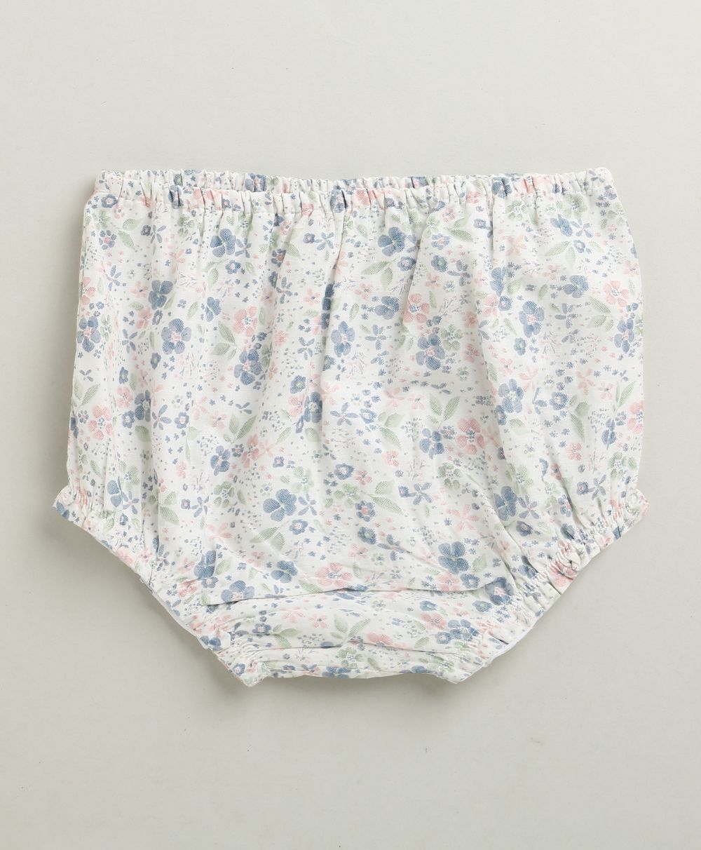 Blossom Breeze Organic Cotton Co-ord Set with A Hat - White