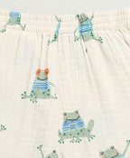 Frog Print Cotton Co-ord  Set - Off-White