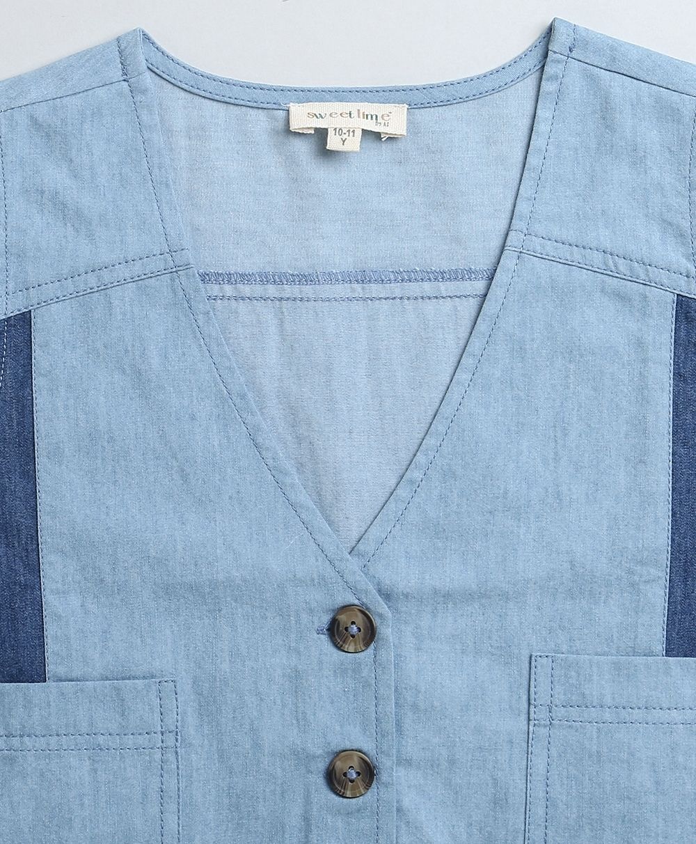 Denim Waistcoat & Skirt Co-ord Set- Blue