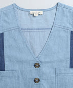 Denim Waistcoat & Skirt Co-ord Set- Blue