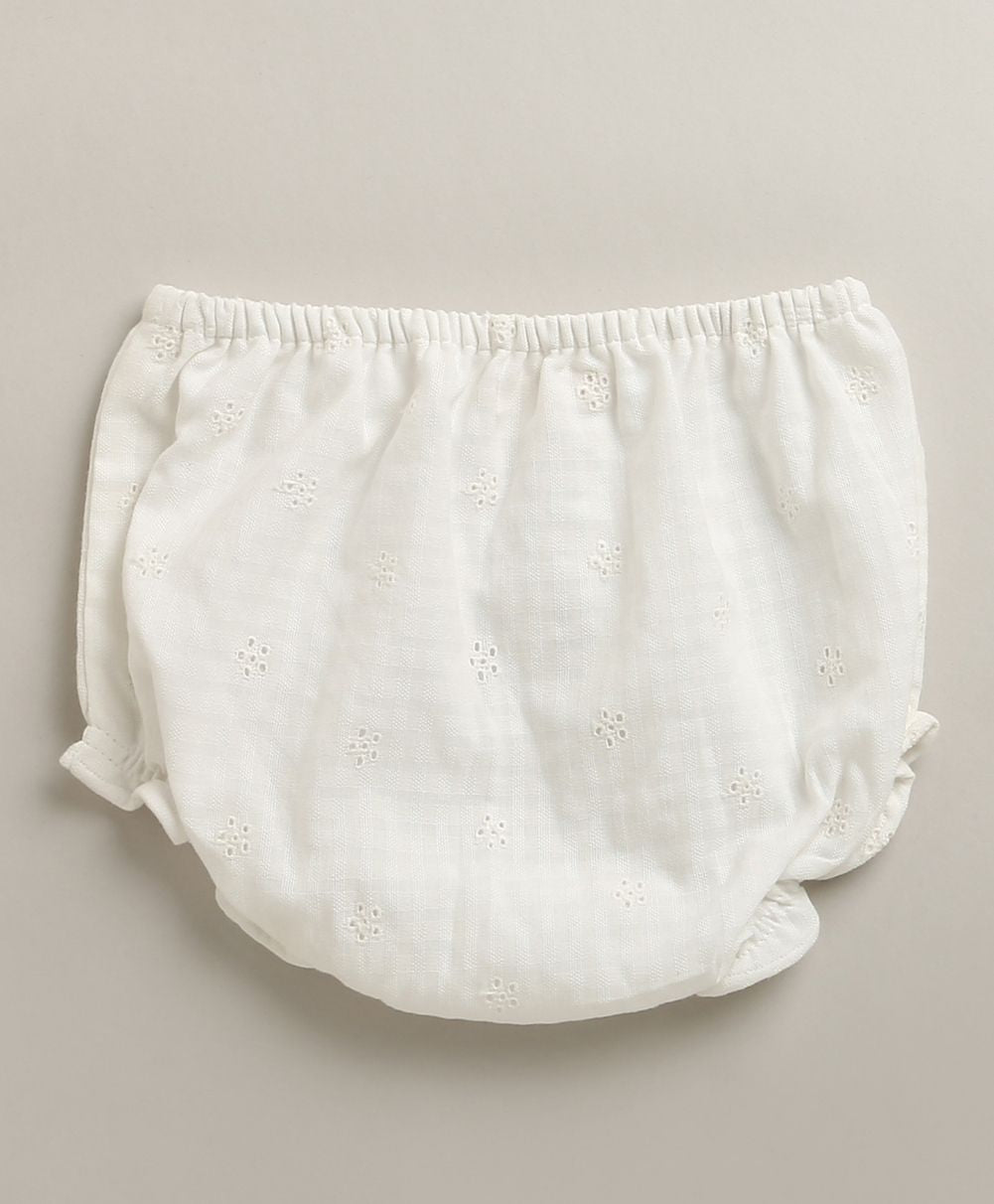 Pure Grace Organic Cotton Dress & Bloomer Set – White