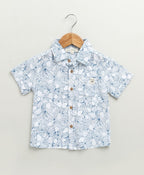 Lemon Print Cotton Printed Co-ord Set - White & Blue