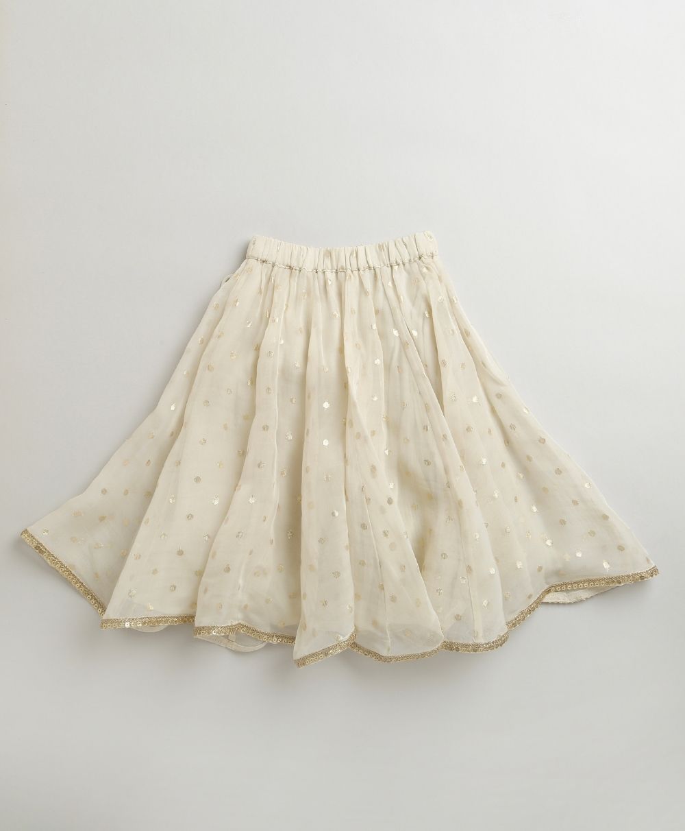 The Golden Dots Gharara Set - Golden & White