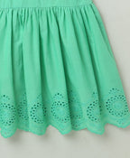 Peter Pan Collar Tiered Cotton Dress - Green