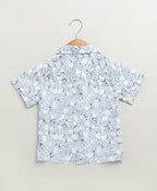 Lemon Print Cotton Printed Co-ord Set - White & Blue