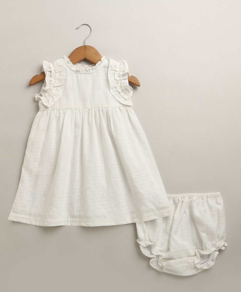 Pure Grace Organic Cotton Dress & Bloomer Set – White
